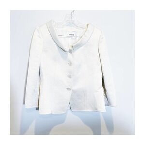 Armani Collezioni Beige Tweed Blazer Metallic Weave Pattern SZ8